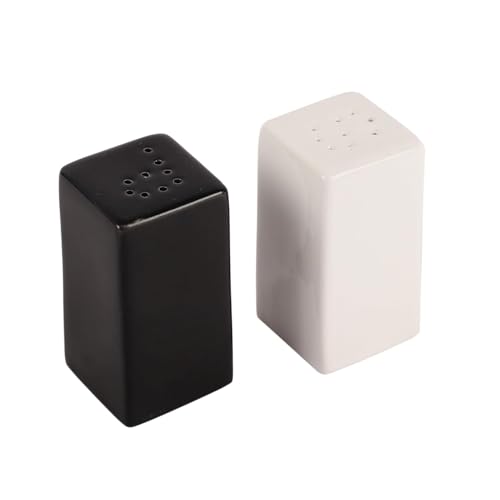 Image of Elegant Ceramic Salt Pepper Set for Dining Table & Kitchen Salt Shakers Set | Classic Design, Easy Refill, Perfect for Kitchen & Dining - 60ML (Rectange Shape, 1 Set)