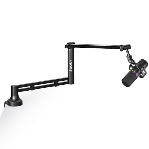 socodox Low Profile Mic Arm for Blue Yeti, Upgraded 7cm Clamp & Cable Management, Heavy Duty Desk Mic Boom Stand for Podcasting, Streaming, Gaming