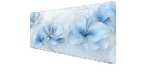 Tapis de souris XXL fleur bleu clair orne votre bureau avec élégance