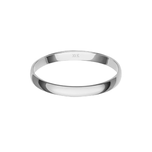 Brilliant Expressions Women's 2MM Solid Gold Rings – Classic, Lightweight 10K White Gold Jewelry; Durable Plain Wedding Band for Women; Comfortable, Well-Polished Womens Wedding Bands, Size 8