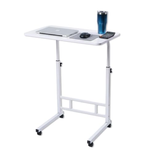 Japard Standing Desk with Wheels, Mobile Computer Desk Stand Up, Availabale for Walking Pad, Bedside, Rolling Adjustable Tall Up to 35.4' (White)