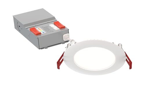 Juno LED Recessed Lights 4 Inch Round Baffle Wafer Downlight, 5-in-1 Switchable White Color...