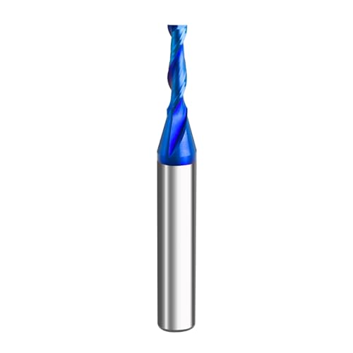 Image of Spiral Upcut Router Bit 1 /4 inch Shank 1 /8 inch Cutting Dia 2 inch OAL with Nano Blue Coating Solid Carbide for CNC & Wood & Plastic Routing,Engraving,Grooving