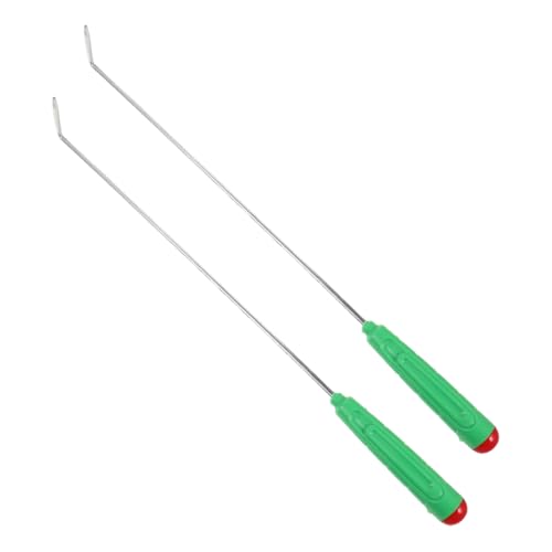BUGUUYO 2 Pièces Tisonnier de Feu avec Poignée Verte Outil Robuste pour Cheminée et Barbecue Extérieur Accessoire Pratique pour Camping et Foyer Intérieur