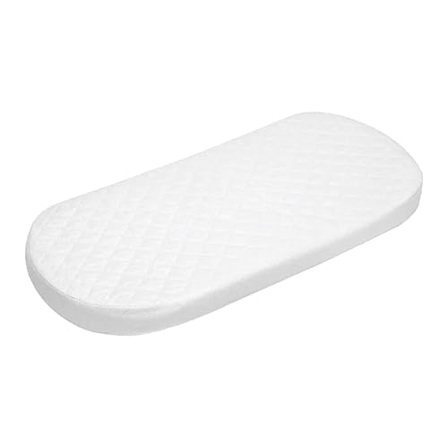 Restorology Baby Moses Basket Mattress Extra Thick Super Soft Oval Shaped Double Sided Hypoallergenic Mattress Fits Mamas & Papas Mothercare With Removeable Quilted Cover (70 x 30 x 4 cm)