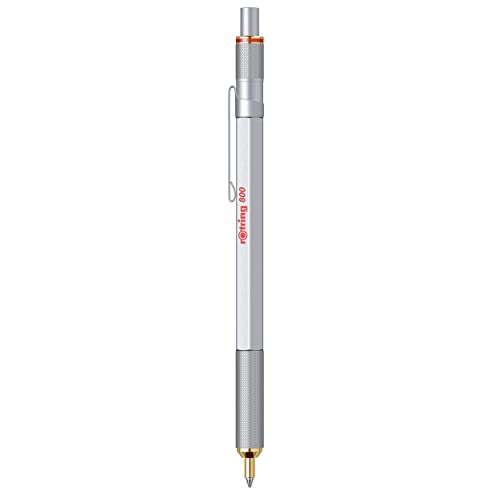 rOtring 800 penna a sfera | punta mediainchiostro nero | corpo argento | ricaricabile
