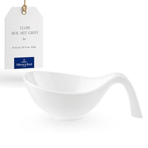 Villeroy & Boch - Flow Bowl Mit Griff, Spülmaschinenfest, Mikrowellensicher, Suppentasse Mit Henkel, Suppenschale Mit Griff, Suppenschüssel Weiß, Salatschale, Salatschüssel, Premium Porzellan