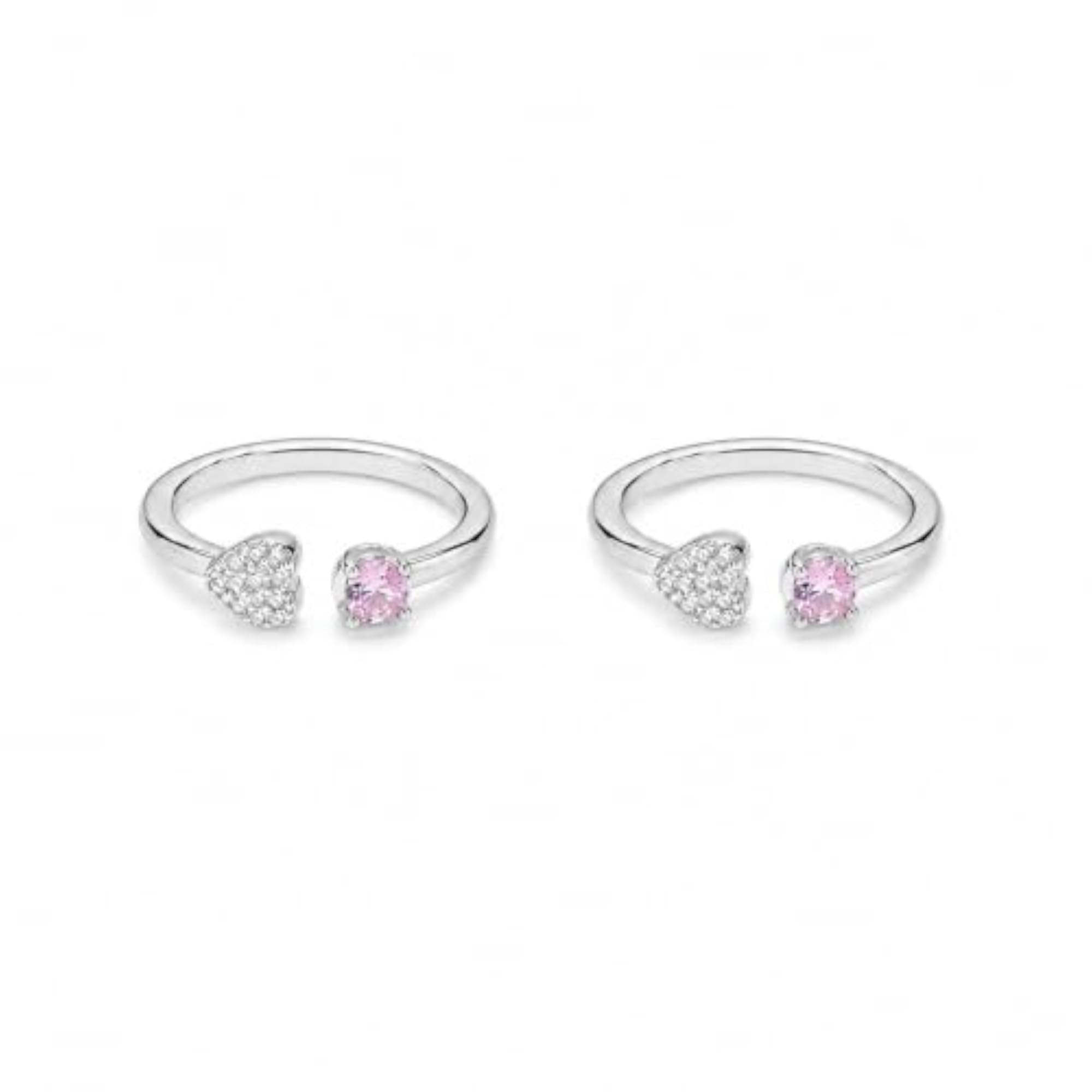 Women's 925 Sterling Silver Pink Heart Adjustable Toe Ring