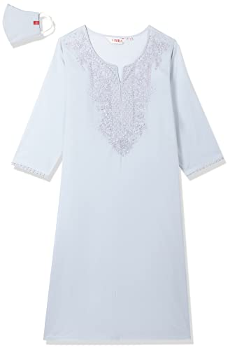 Image of BIBA Cotton Embroidered Straight Semi-Formal Kurtas