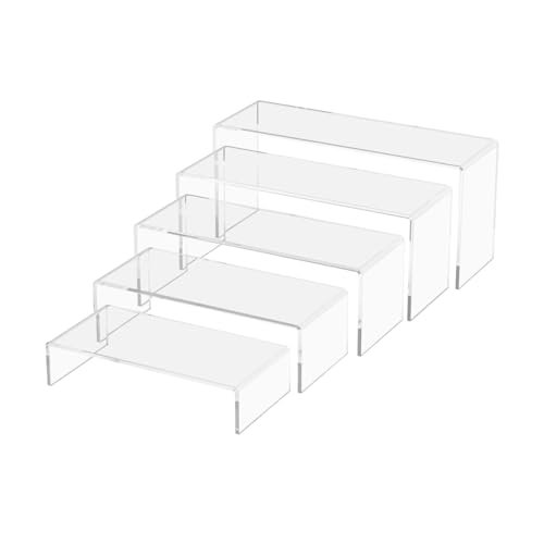 Marketing Holders Acrylic Rectangular Riser 2" Through 6" High Retail Showcase Display Stands for Small Goods Nail Polishes and Samples Clear Lucite Countertop Platforms