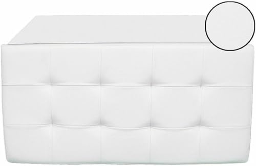cecaro group POUFF POUF CONTENITORE ECOPELLE PANCA BAULE IMBOTTITO BOTTONI TRAPUNTATO VARI COLORI (BIANCO)
