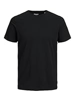 JACK & JONES Men's Plain Round Neck T-Shirt, Black, Medium
