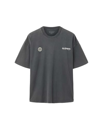 Allsaints Men's Emblem SS Crew, Washed Black, M