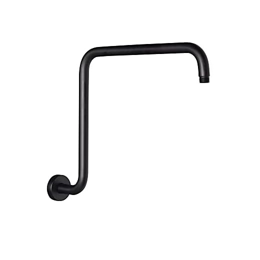 Upgrade Your Bathroom with Long Neck Shower Heads | Shower Head PHASAT 16 Inches Black Shower Head Arm,S Shaped Shower Arm with Flange,High Rise Shower Head Extension Arm,Shower Arm Extension Matte Black,PU9H02