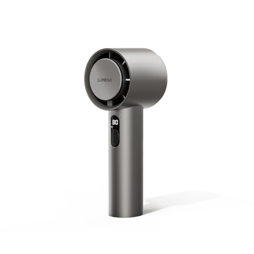 LUMENA Fan Jet Ultra - Turbo Handheld Fan with Peltier Ice Cooling System| USB Type C Rechargeable, 10–100 Speed Settings, 14,000 RPM, 4800mAh Battery, Portable for Travel/Home/Office (Gray)