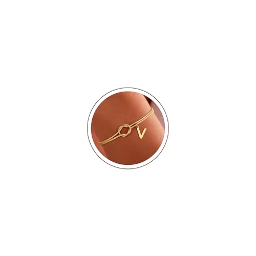 Bracelet avec initiales or et nœud d'amour, cadeau anniversaire demoiselle d'honneur