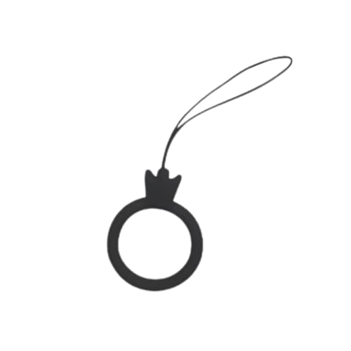 Image of Generic Universal silicone phone hanging rope, simple finger buckle, silicone ring hanging rope chain, pendant, key, U-disk hanging rope (Crown style [black]), 1.57X0.9X3.94inch, 20240523