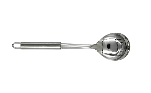 Image of Kitchen Tools Stainless Steel (Food Grade) Heavy Gauge Classic Solid Oval Spoon (Serving Spoon) Chamcha for Serving Rice /Pasta /Subzi (Size 27 cm) (1-Piece)