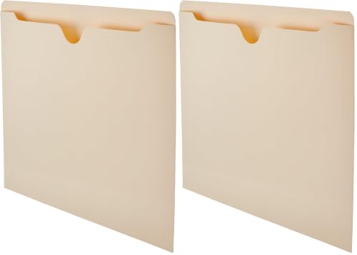 Image of Amazon Basics File Jackets for Organizing Documents, Reinforced Straight-Cut Tab, Flat-No Expansion, Letter Size, Manila, 200-Pack
