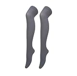 Women's Opaque Stretchy Nylon Over Knee Thigh High Stockings Knee High Boot Socks for Daily Wear Cosplay (US, Alpha, One Size, Regular, Regular, Grey)