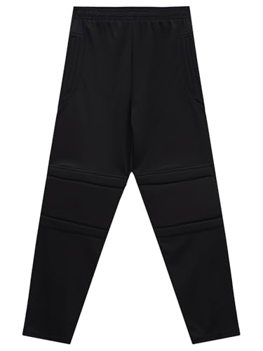 JEATHA Kids Boys Goalkeeper Goalie Pants with Protection Pads and Knee Protection Drawstring Sweatpants4