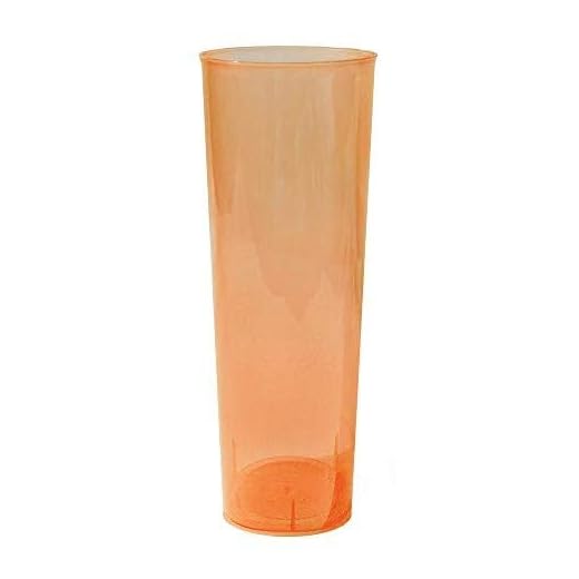 TELEVASO - 500 Unidades - Vaso Tubo 330 ml Reutilizable Ligero - Polipropileno (PP) - Color Naranja - Vaso ecológico Libre de BPA, Ideal para Cerveza, cubatas, Agua