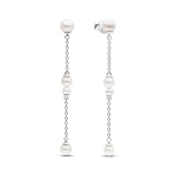 PANDORA Timeless Orecchini pendenti in argento Sterling con perla coltivata d'acqua dolce trattata bianca, Orecchini Pendenti
