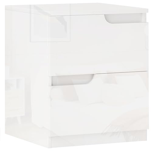HOMCOM Cassettiera 2 Cassetti Moderna e Minimal, Cassettiera in Legno Truciolato, 40x40x48 cm, Bianco Lucido