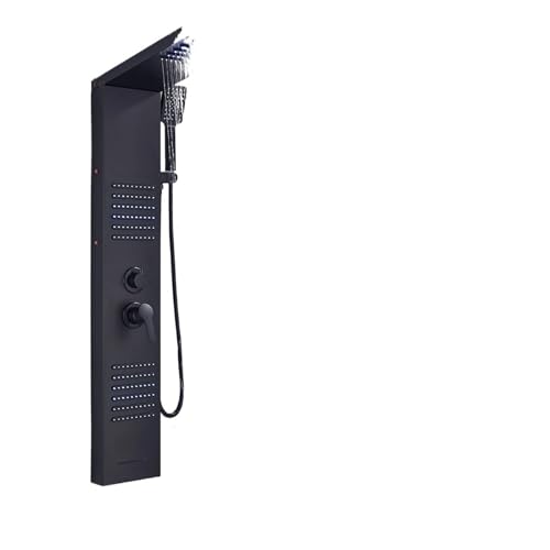 YACODLUL LED Shower Panel Waterfall Rain Shower Faucet Set(8029 Black)