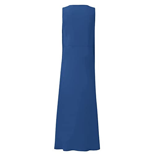 Plus Size Cotton Linen Summer Dresses for Curvy Women 2025 Sleeveless Maxi Vacation Beach Sundresses with Pockets