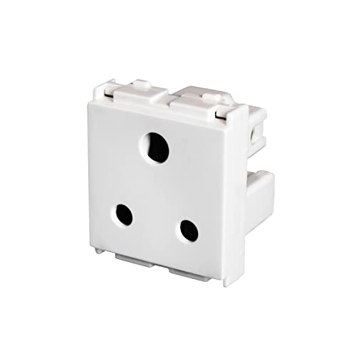 Image of Wipro Northwest Venia 6A 3 - Pin Socket With Euro Pin, White (pack of 5)