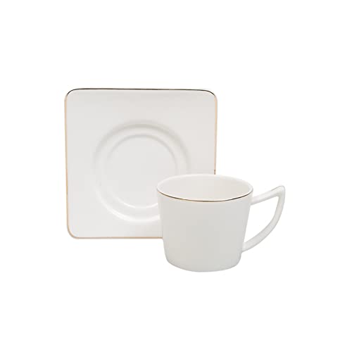 Karaca Koffieservies voor 6 personen met vierkante schoteltjes, espressokop en 6 schoteltjes, robuuste mokkatbeker, dikke drinkrand, espressokopjes, porselein - Image 5