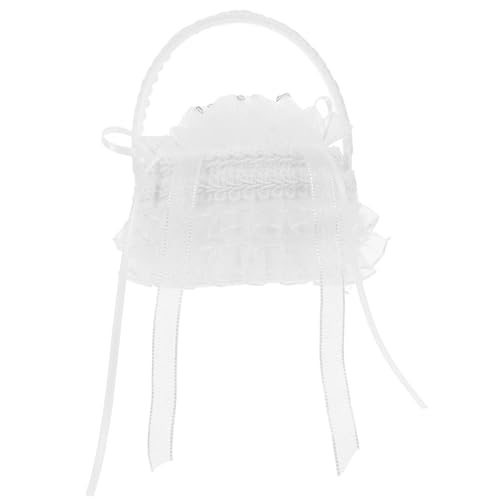VILLFUL Cesta de Flores para Niña de Bodas con Asa de Perlas y Cojín Portaalianzas Caja para Anillos para Ceremonias y San Valentín