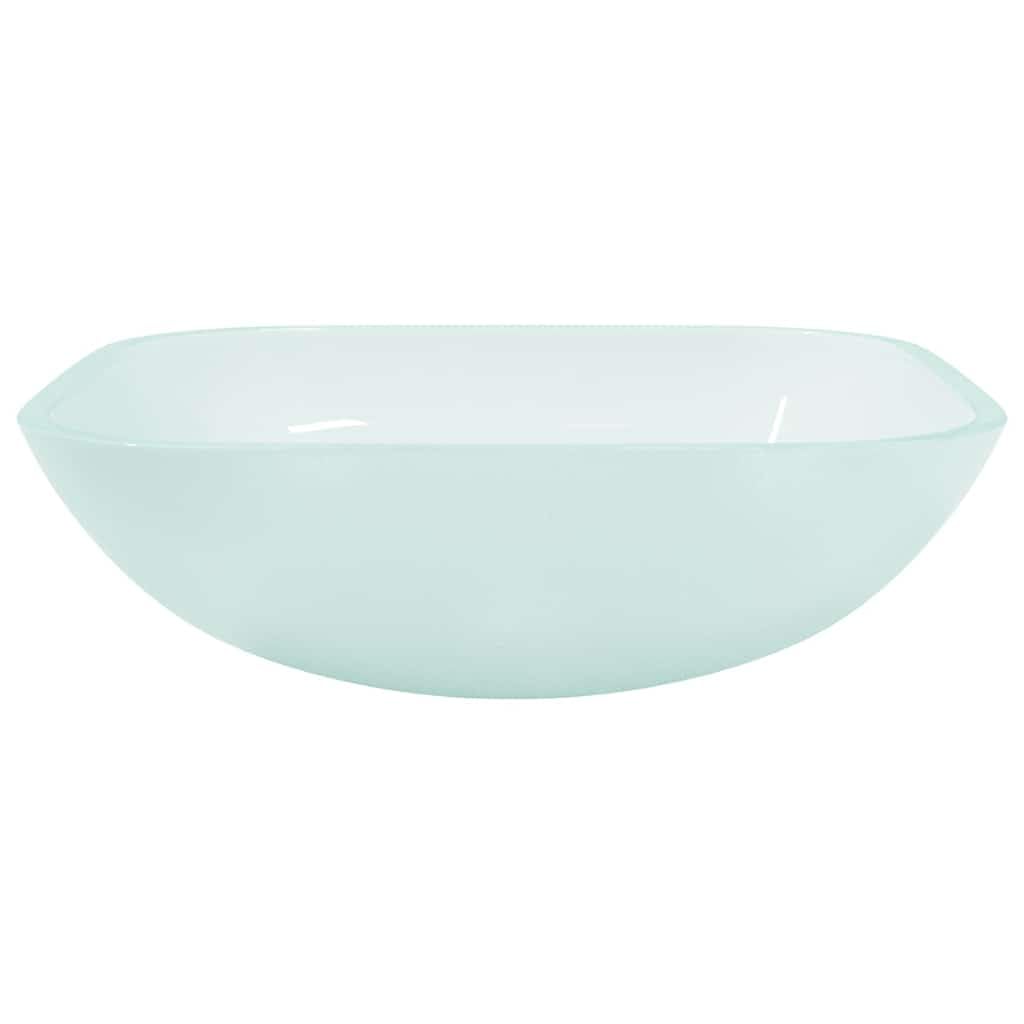 Lavabo de cristal 42 x 42 x 14 cm, color crema mate