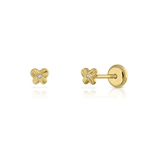 Boucles d'oreilles papillon en or sterling et zircon pour fille et femme