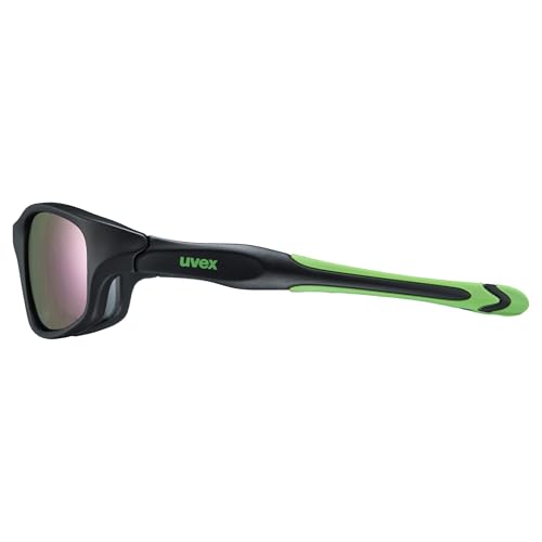 Uvex sportstyle 507 - Sonnenbrille für Kinder - 100% UVA-, B, C Schutz - inkl. Kopfband - black matt green/green - one size