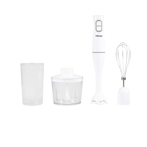 Tristar Mixeur à main set – 350 W – Bâton extra-long – Mixeur plongeant – Hachoir – Gobelet gradué – Fouet – Blanc -MX-4851