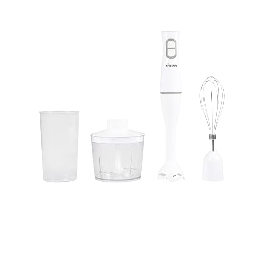 Tristar batidora de mano - 350 W - varilla extra larga - batidora de mano - picadora - jarra medidora - batidora - blanca -MX-4851