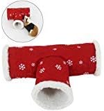 UEETEK Small Pet Animal Christmas Tunnel Toy Winter Warm Fleece Tube Hideout Bed Playing Channel for Hamster/Gerbil Rat/Guinea Pig