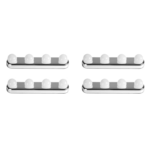 4 ampoules LED sans poinçon avec ventouse pour miroir de salle de bain à pile