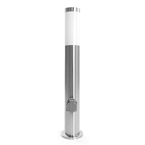Toboli Lámpara de Exterior 45cm con Enchufe y Casquillo E27 IP44 Acero Inoxidable baliza Poste de jardín