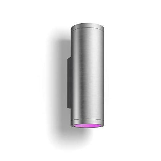 Philips Hue Appear inox: vägglampa för utomhusbruk, Philips Hue White and Color, Zigbee, IP44, röststyrning via Amazon Alexa, Google Home, Siri