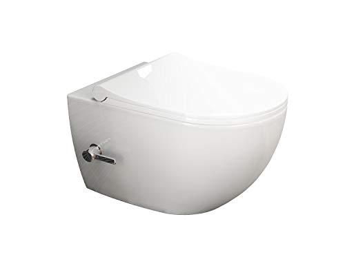 Aqua Bagno - WC Taharet, incluso sedile per WC da doccia, meccanismo Soft Close, WC sospeso con...