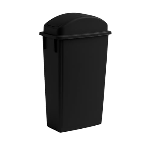 Image of 23 Gallon Slim Rectangular Garbage Can with Dome Swing Lid - Black