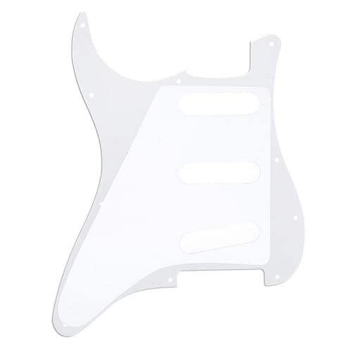 Image of Musiclily SSS 11 Hole Strat Guitar Pickguard for Fender USA /Mexican Made Standard Stratocaster Modern Style, 4Ply White Pearl