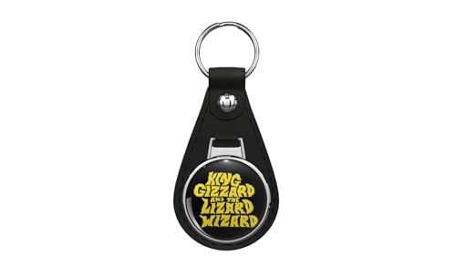 1080 Graphics King Gizzard And The Lizard Wizard Leather Keychain Stainless Steel Ring for Keys Bags or Backpacks