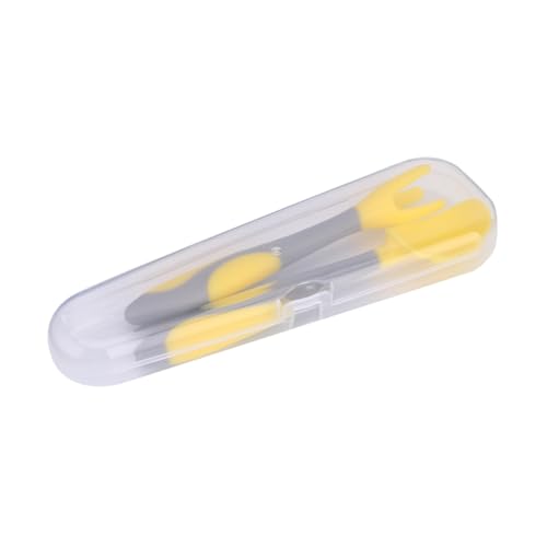 YARNOW 1 Set Training Tableware Fork and Spoon Utensils for Non Slip Handle for Learning to Yellow