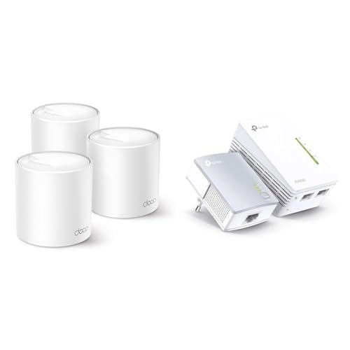 TP-Link Deco X50 Mesh WLAN Set (3 Pack) & WLAN Powerline Adapter Set TL-WPA4220 KIT(600Mbit/s, WLAN 300Mbit/s, Wi-Fi Clone, Fast-Ethernet-LAN, Plug&Play, Kompatibel mit Allen HomePlug AV/AV2)