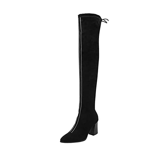 Bottes de mode pour femmes cuissardes élastiques talons hauts de danse 7.5cm
