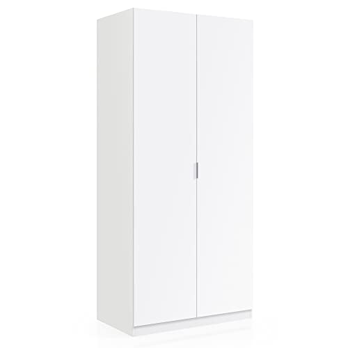 HOMN LIVING Armario ropero Nico 2 Puertas Color Blanco, 81 cm (Ancho) 52 cm (Profundo) 180 cm (Altura)